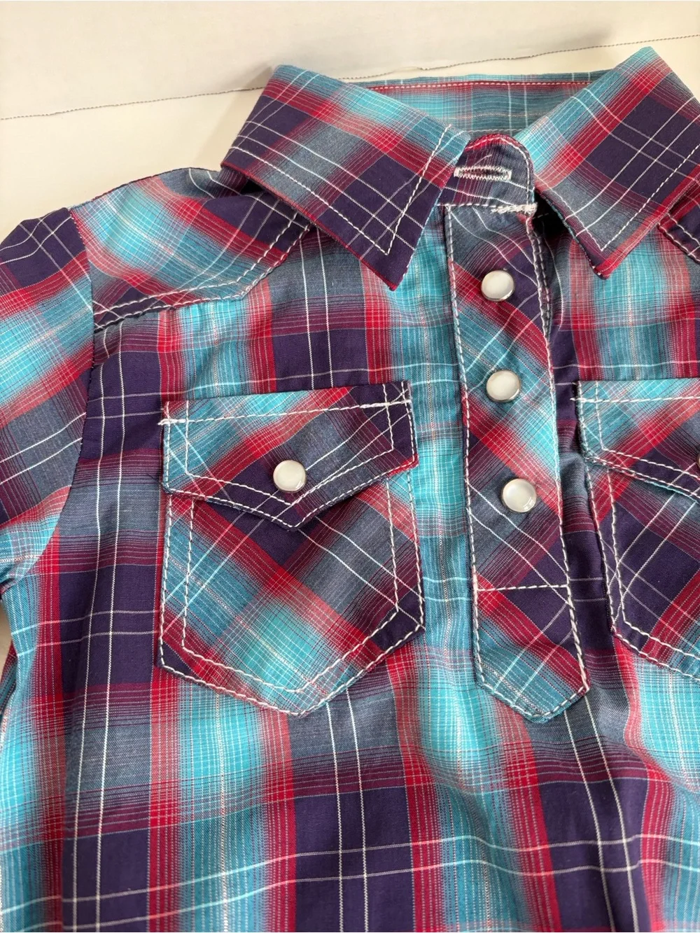 Intel Plaid Baby One-Piece in Teal, Purple & Red